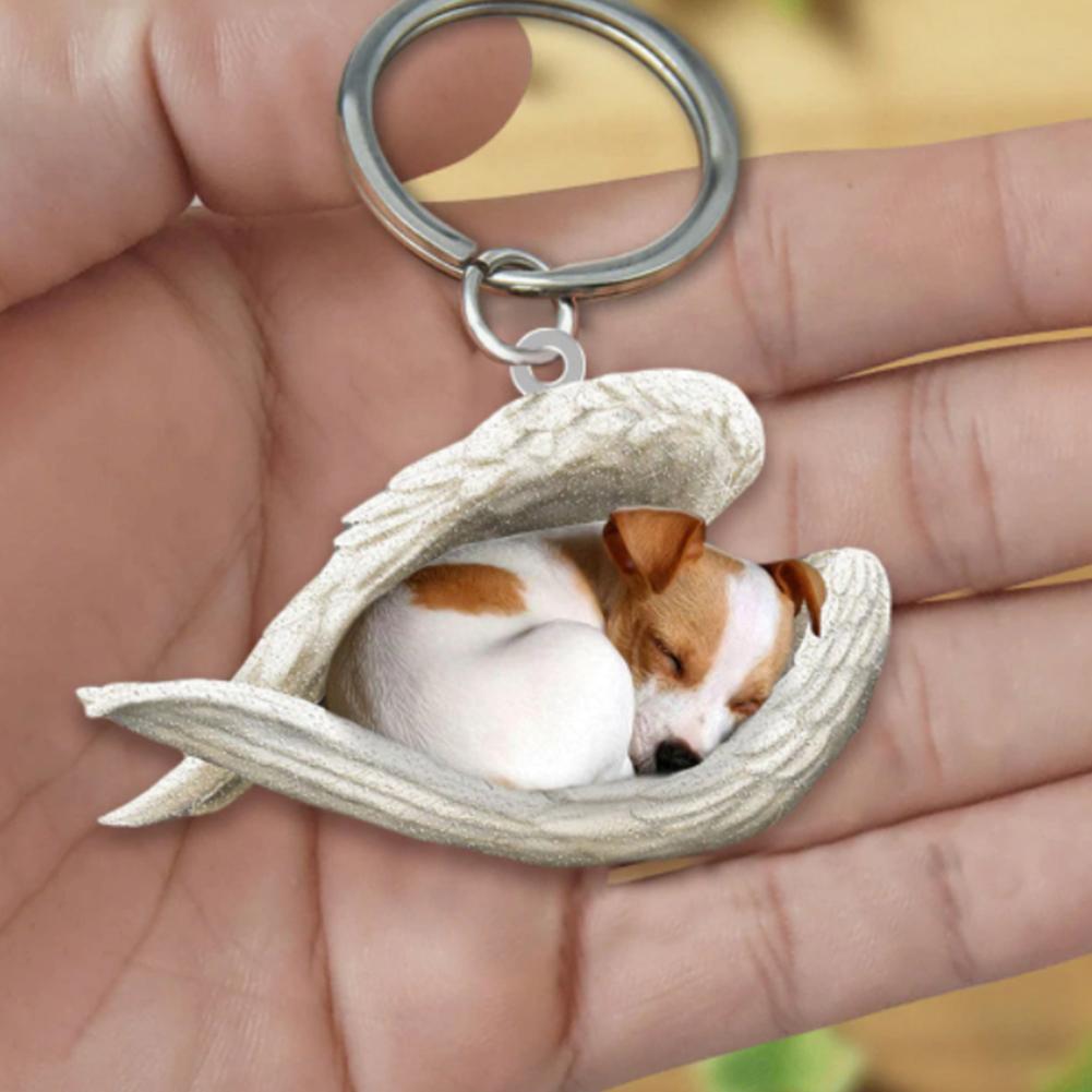 thumbnail image 2 of SGACAI Colgante de ángel con forma de perro durmiendo, papelería, colgante, llave para amantes de los perros, rápido, 2 of 7