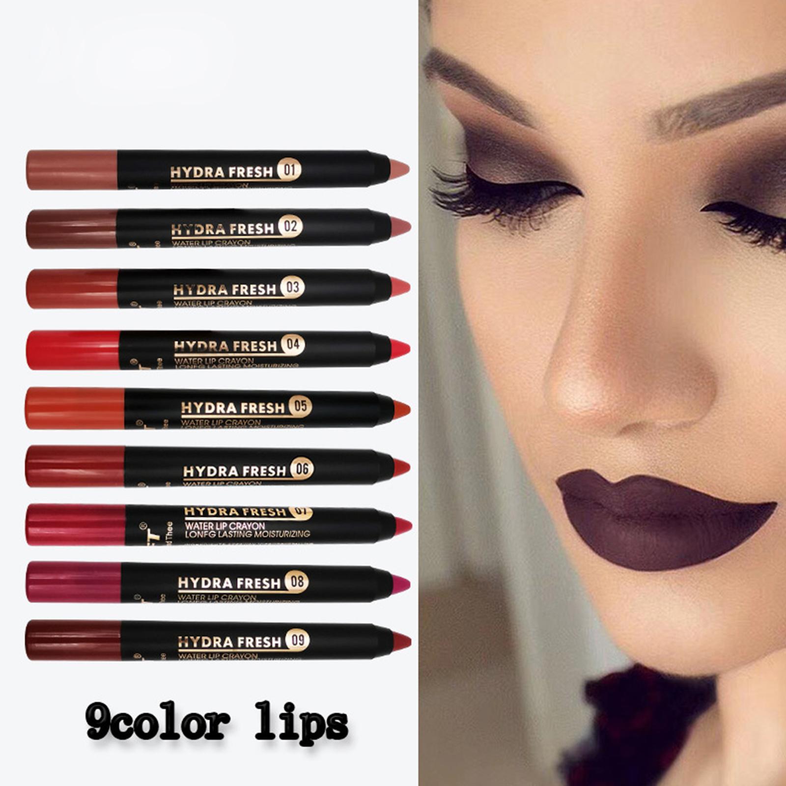 thumbnail image 3 of SGACAI Lápiz labial resistente al agua de 9 colores mate Lápiz de labios Lápiz delineador de labios de larga duración, 3 of 7