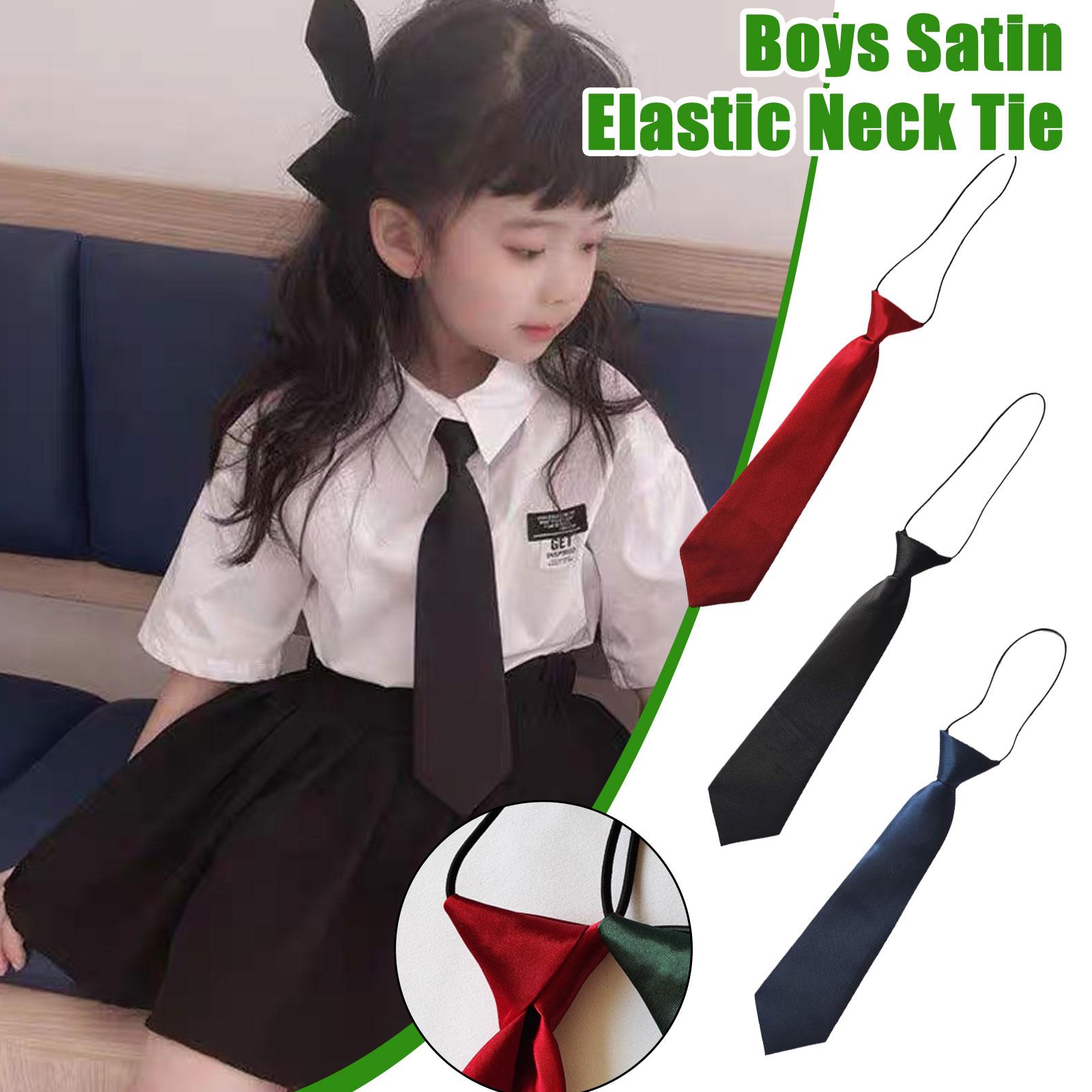 thumbnail image 3 of Wartleves Corbata elástica de satén para bodas, bailes de graduación, bautizos, corbatas para niños, 3 of 7