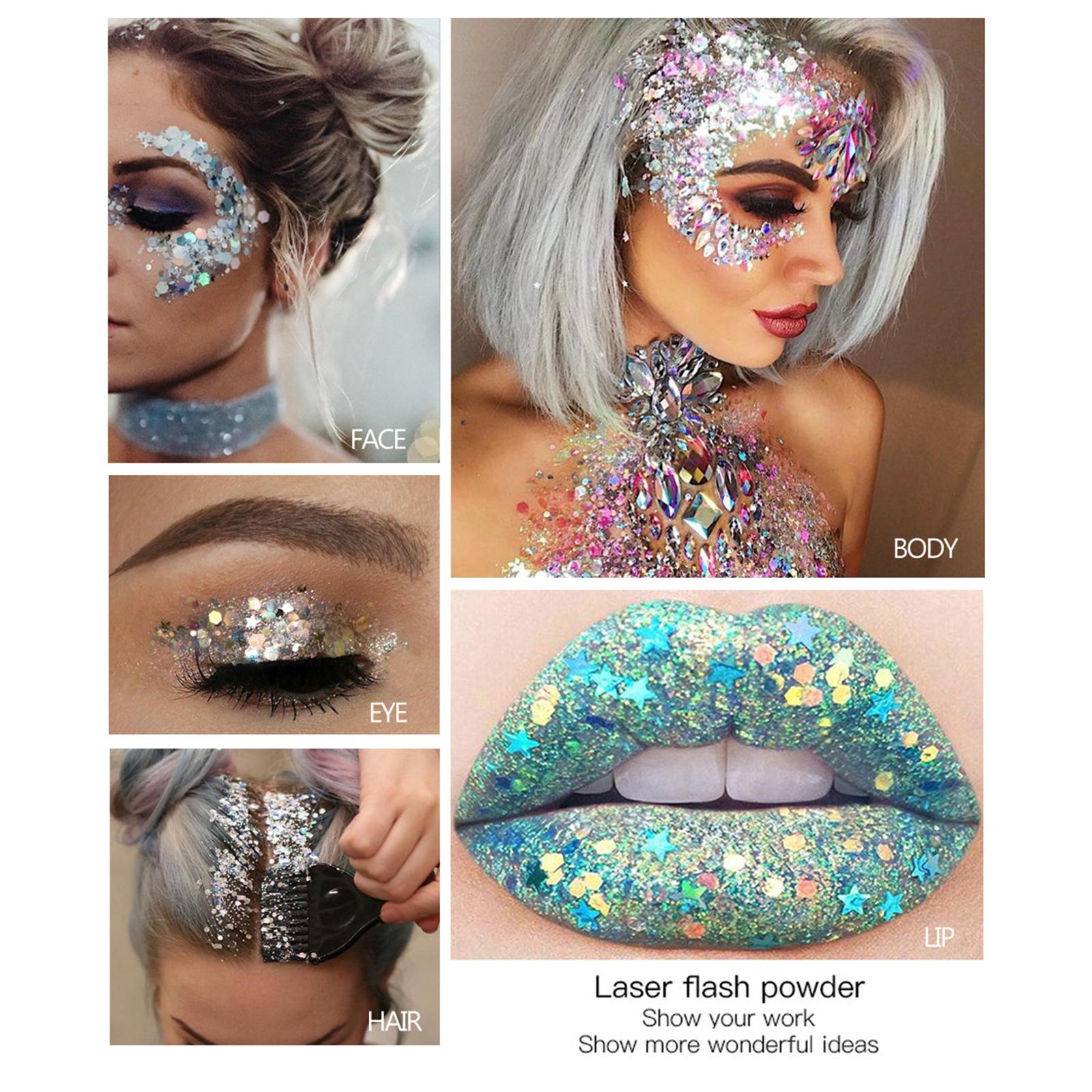 thumbnail image 2 of SGACAI Maquillaje en gel para rostro, cuerpo, fiesta nocturna, festival, moda, nuevo, iridiscente, con purpurina, 2 of 7