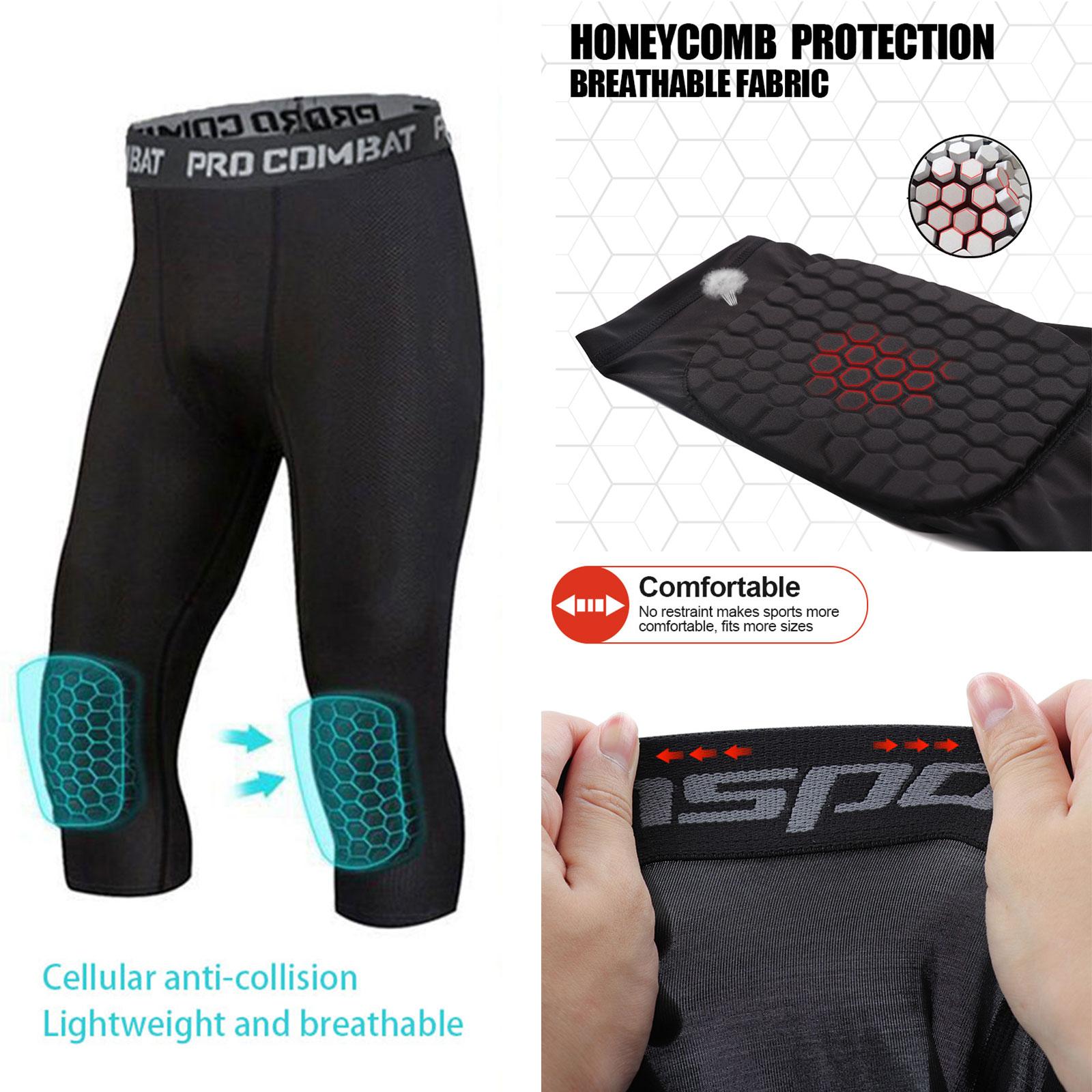 thumbnail image 3 of Ruifaya Pantalones deportivos de baloncesto recortados Pantalones ajustados con protección F D9H3, 3 of 7