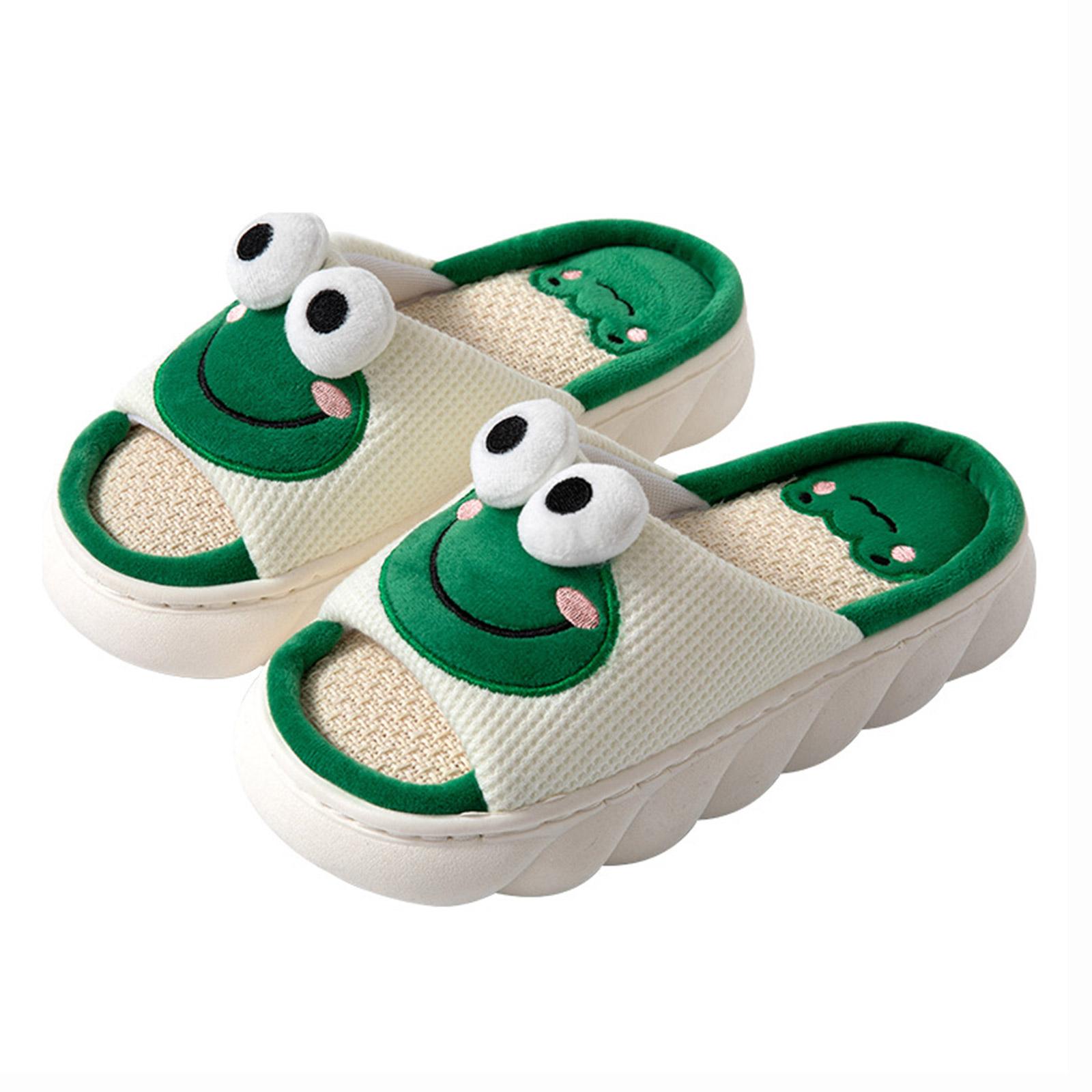 thumbnail image 5 of SGACAI Pantuflas de interior suaves y cálidas para hombre y mujer, lindas sandalias con dibujos de ranas, antideslizantes, A4O3, 5 of 7