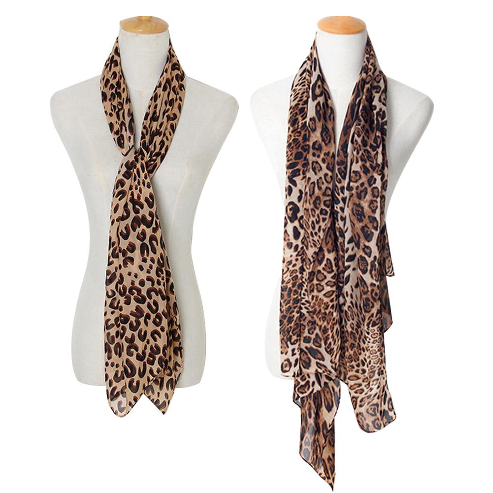 thumbnail image 2 of Wartleves Bufanda con estampado de leopardo para mujer, estola de gasa vintage, suave, informal, Harajuku, 2 of 7
