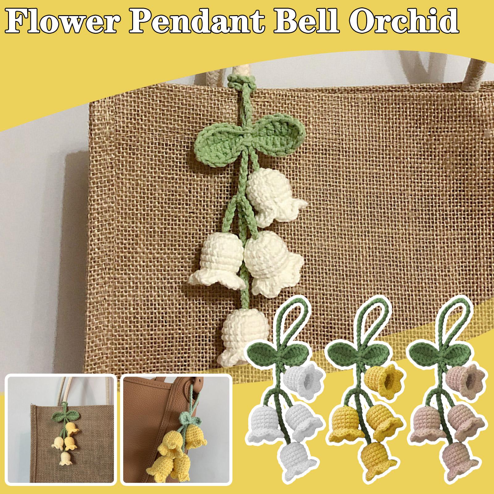 thumbnail image 2 of SGACAI LLSUZY - Llavero con colgante de flores y campanillas hecho a mano, tejido a ganchillo, para mujer, con forma de flor, T3V8, para bolso, con colgante de orquídea, 2 of 7