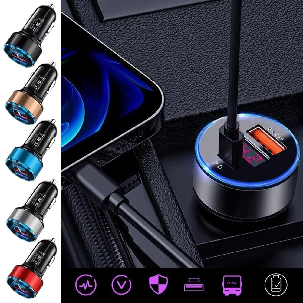 thumbnail image 3 of Ruifaya Cargador de encendedor de automóvil con puerto dual USB de 3,1 A, 12 V/24 V, LED digital, voltímetro 2024, 3 of 7