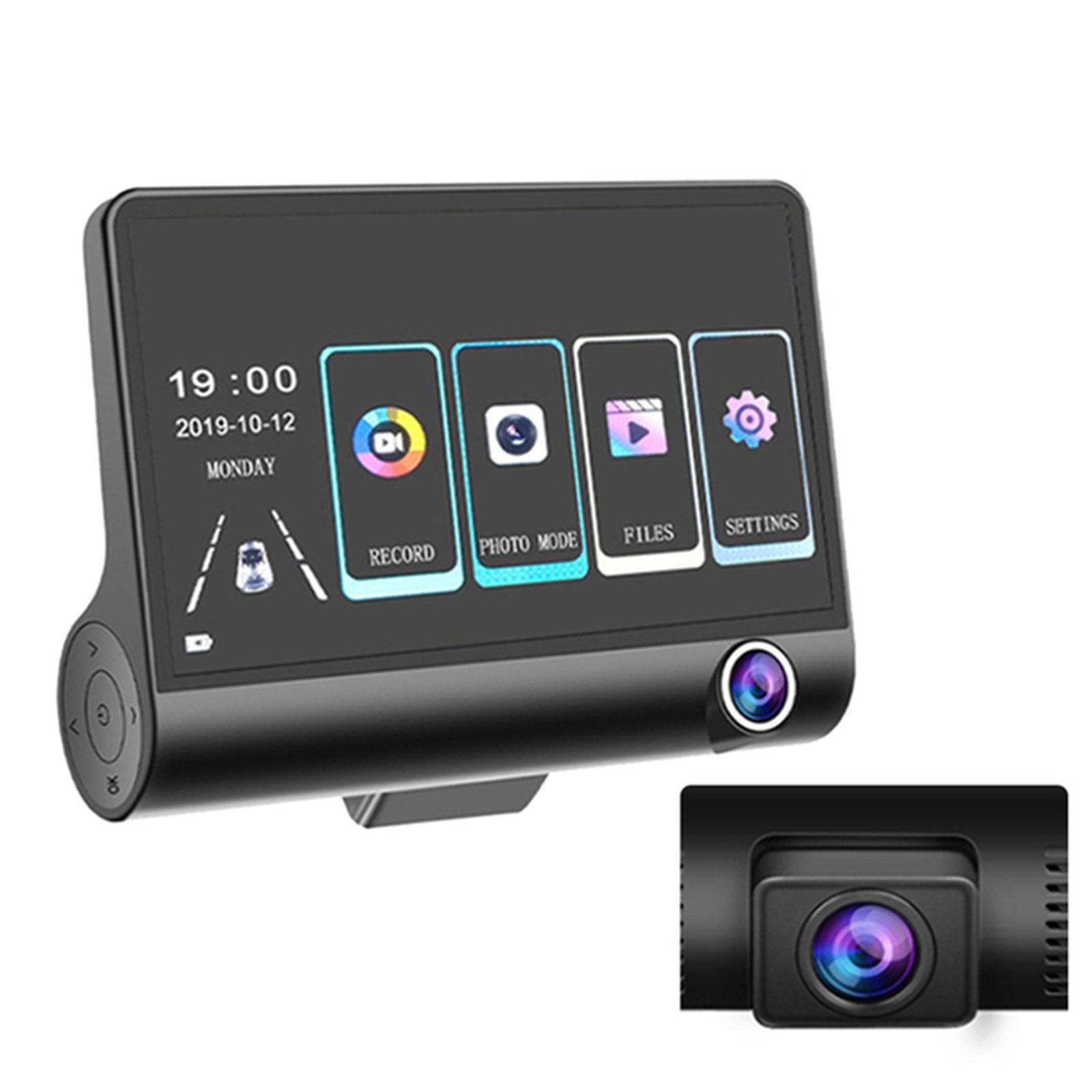 1080P 170°Wide Angle,4 Dual Lens HD Car DVR Rearview Video Dash Cam  Recorder Camera LCD Screen G-Sensor, WDR, Parking Monitor, Loop Recording,  Motion