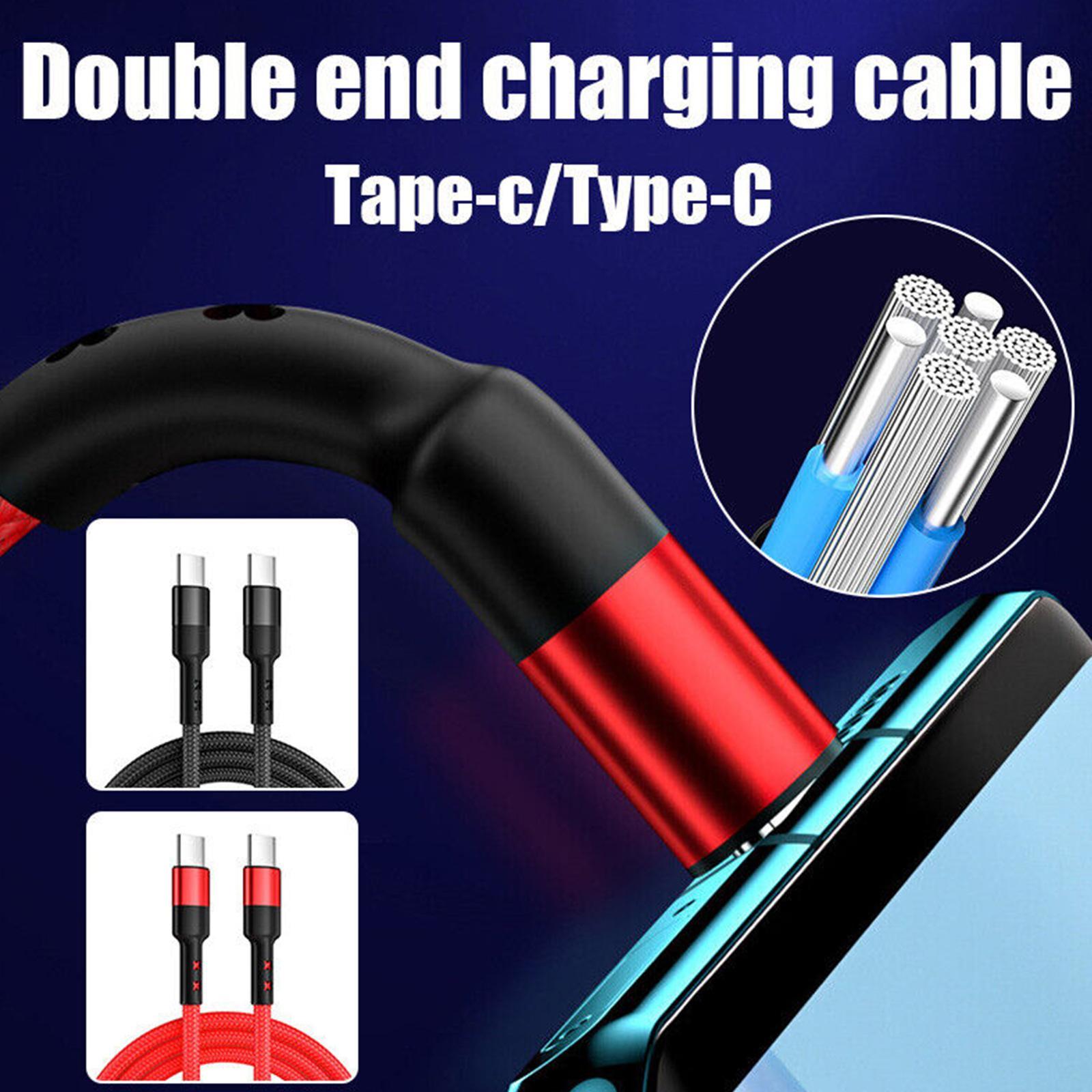 thumbnail image 2 of Ruifaya Cargador USB C a USB C rojo de 2 m PD de 100 W con doble tipo C y acceso rápido a carga, 2 of 7