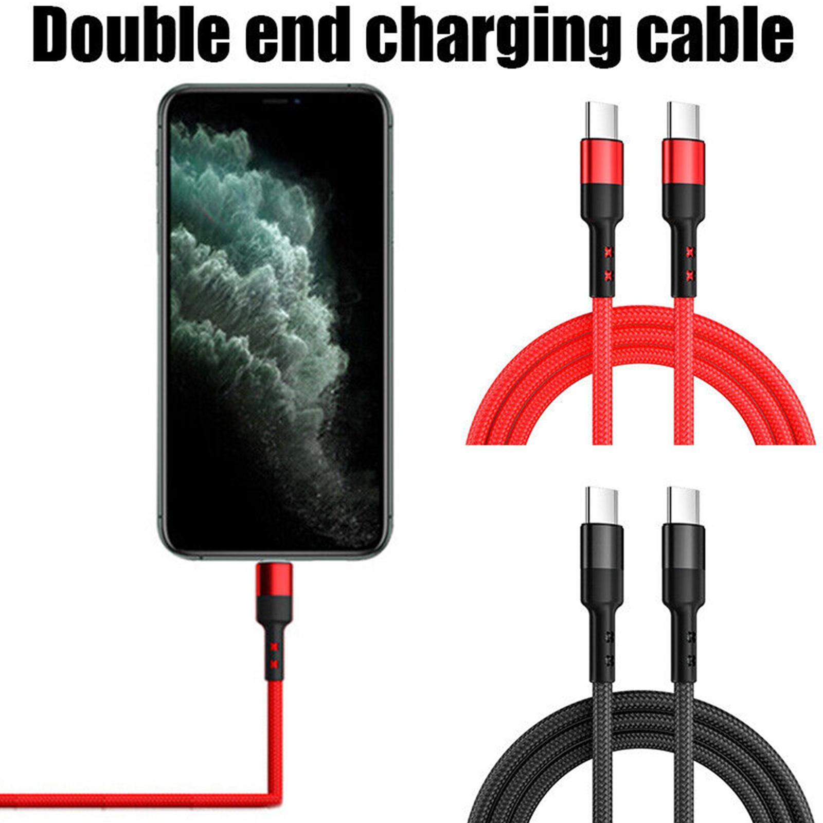thumbnail image 4 of Ruifaya Cargador USB C a USB C rojo de 2 m PD de 100 W con doble tipo C y acceso rápido a carga, 4 of 7