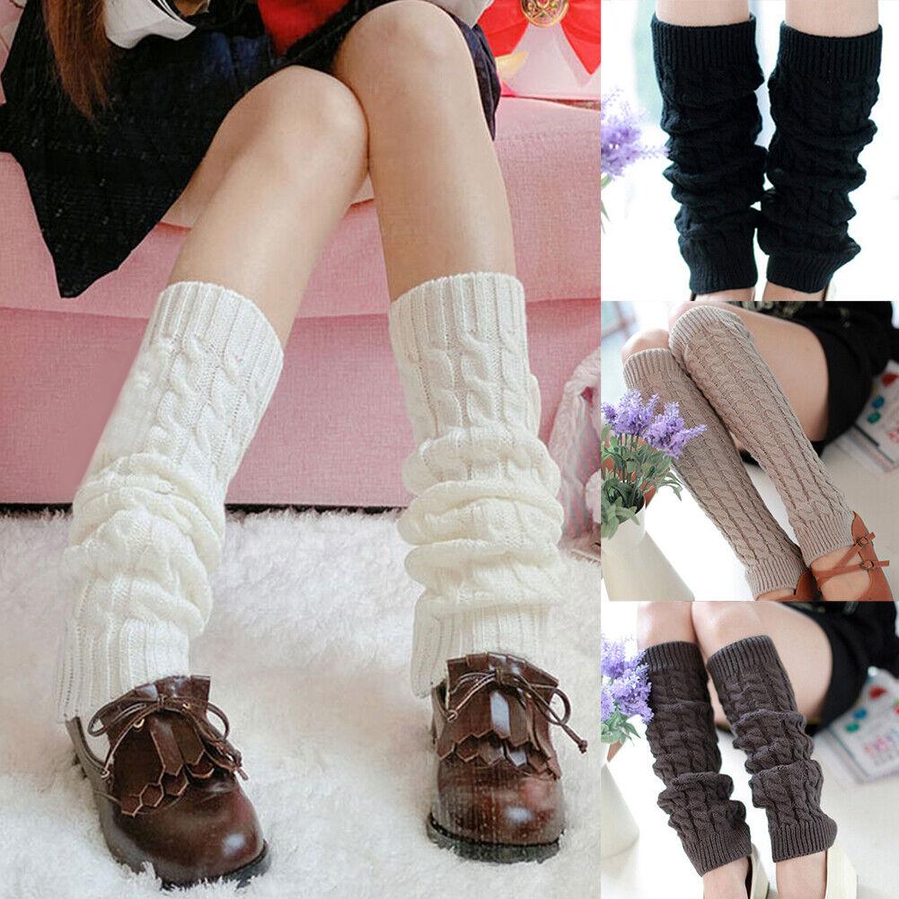 thumbnail image 5 of Wartleves Calentadores de piernas de invierno para mujer, tejidos a crochet, calcetines largos W5, 5 of 7