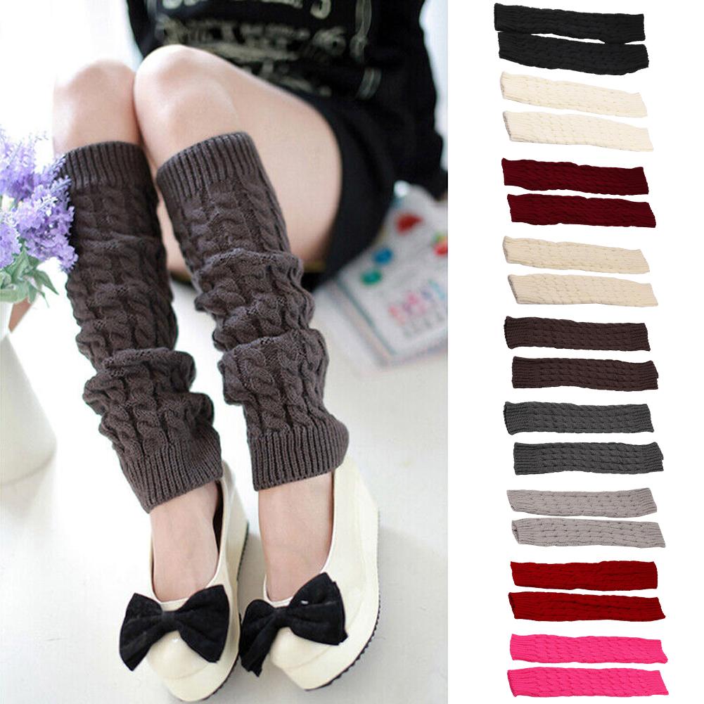 thumbnail image 3 of Wartleves Calentadores de piernas de invierno para mujer, tejidos a crochet, calcetines largos W5, 3 of 7