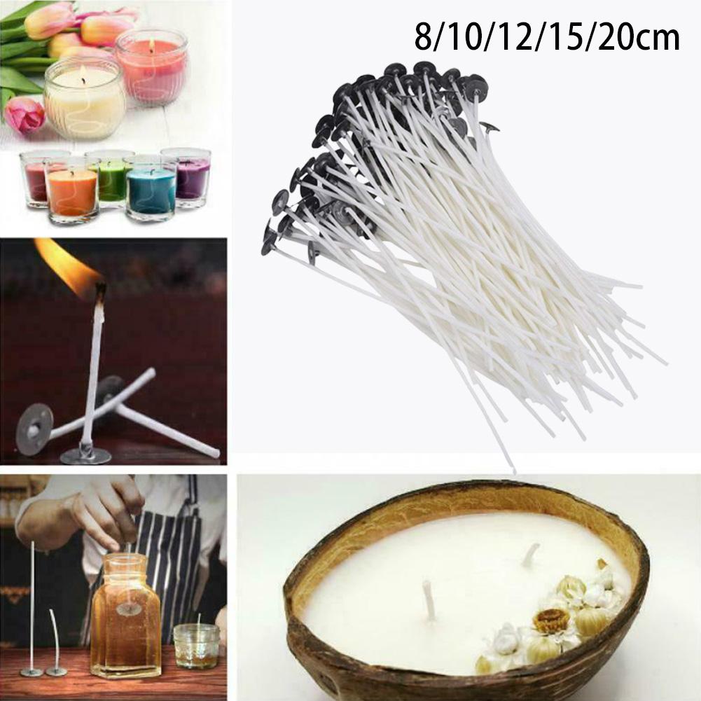 thumbnail image 3 of Wartleves fvituve 100 mechas de vela funcionales sin humo para velas, mechas de algodón preenceradas de 8 a 20 cm con lengüetas de sujeción de metal, herramientas para hacer velas hechas a mano, 3 of 7