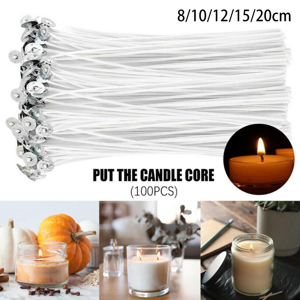 thumbnail image 2 of Wartleves fvituve 100 mechas de vela funcionales sin humo para velas, mechas de algodón preenceradas de 8 a 20 cm con lengüetas de sujeción de metal, herramientas para hacer velas hechas a mano, 2 of 7