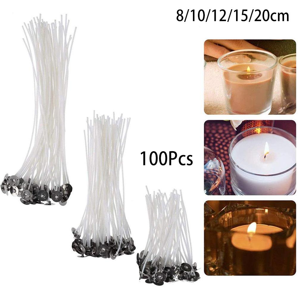 thumbnail image 4 of Wartleves fvituve 100 mechas de vela funcionales sin humo para velas, mechas de algodón preenceradas de 8 a 20 cm con lengüetas de sujeción de metal, herramientas para hacer velas hechas a mano, 4 of 7