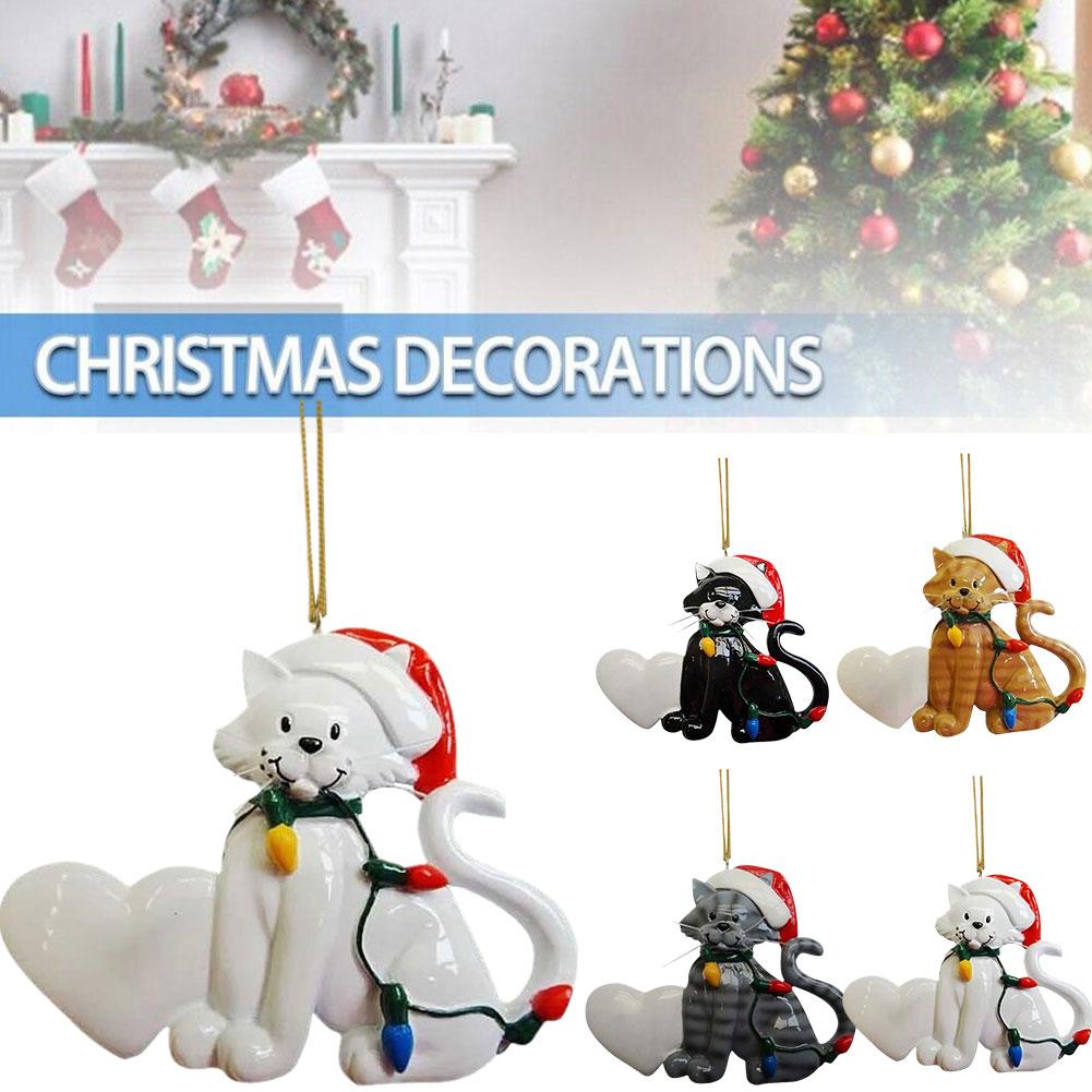 thumbnail image 3 of Ruifaya Adorno navideño de gato negro RYGRZJ, adornos para árboles de Navidad, adornos para colgar en el coche, recuerdo para fiestas navideñas, decoración del hogar, 3 of 7