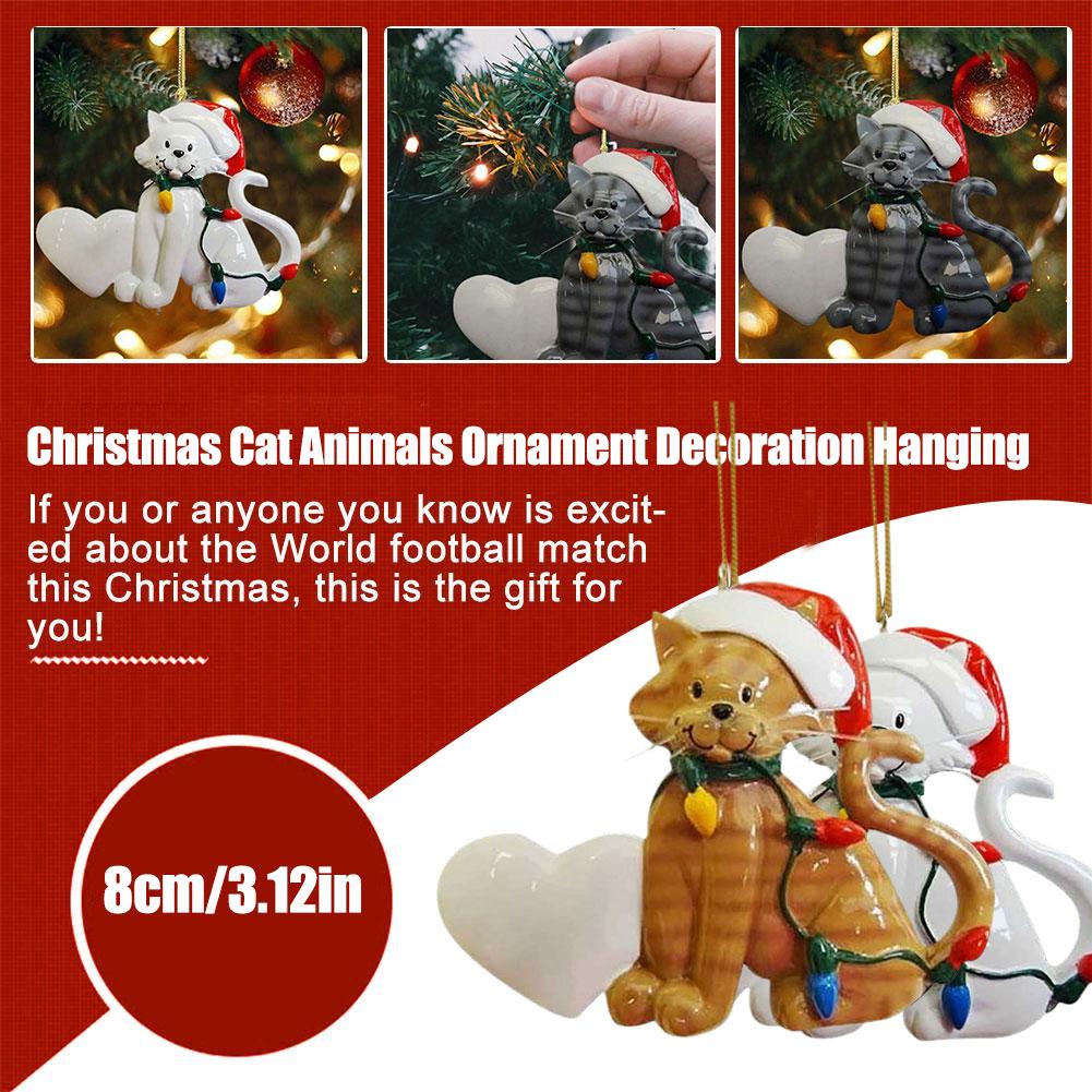 thumbnail image 2 of Ruifaya Adorno navideño de gato negro RYGRZJ, adornos para árboles de Navidad, adornos para colgar en el coche, recuerdo para fiestas navideñas, decoración del hogar, 2 of 7
