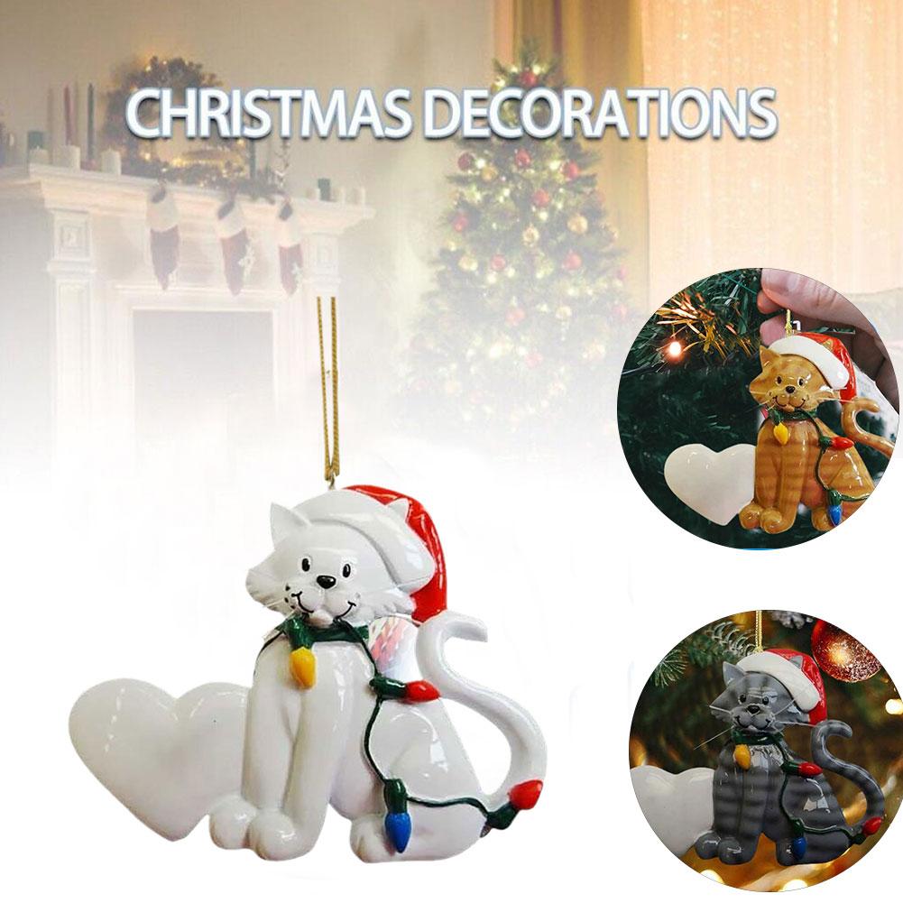 thumbnail image 4 of Ruifaya Adorno navideño de gato negro RYGRZJ, adornos para árboles de Navidad, adornos para colgar en el coche, recuerdo para fiestas navideñas, decoración del hogar, 4 of 7