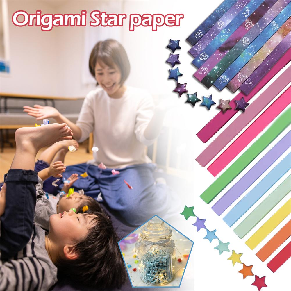 thumbnail image 4 of Ruifaya 540/560 piezas de tiras de papel plegables con forma de estrella de la suerte para manualidades de origami, 4 of 7