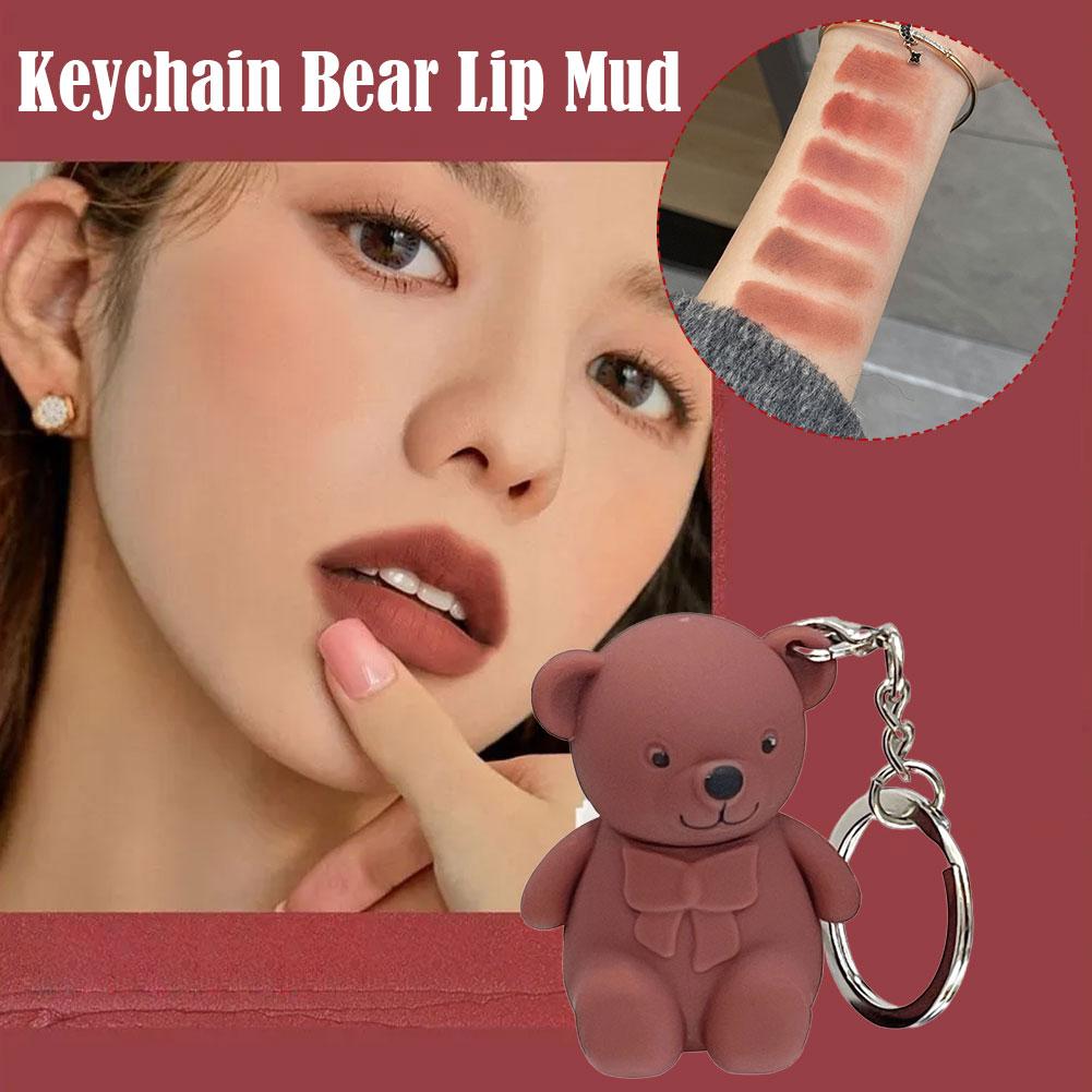 thumbnail image 3 of Ruifaya Llavero con esmalte de labios de 6 colores Bear Lip Glaze Lip Glaze Color Natural Matte[, 3 of 7