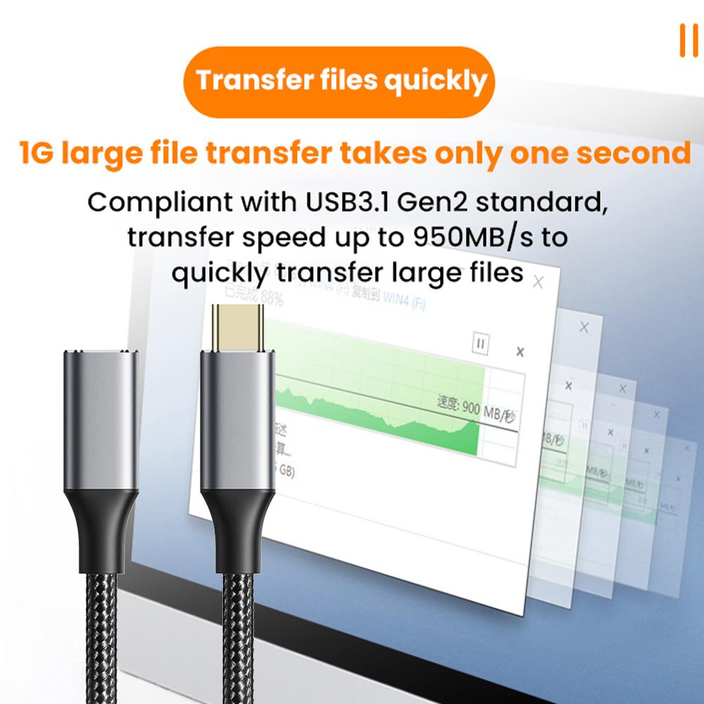 thumbnail image 4 of Ruifaya Cable de extensión USB-C 3.1 C macho C hembra 1 m Cable de carga rápida tipo C GX, 4 of 7