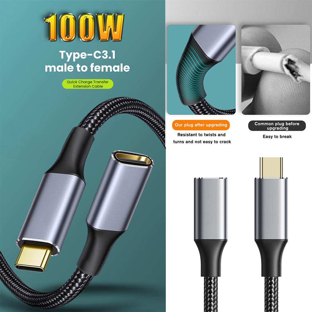 thumbnail image 3 of Ruifaya Cable de extensión USB-C 3.1 C macho C hembra 1 m Cable de carga rápida tipo C GX, 3 of 7