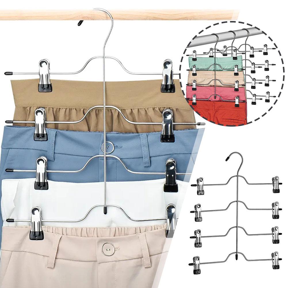 thumbnail image 2 of Ruifaya Perchas para faldas de 4 niveles con pinzas Perchas para pantalones Perchas que ahorran espacio Múltiples, 2 of 7