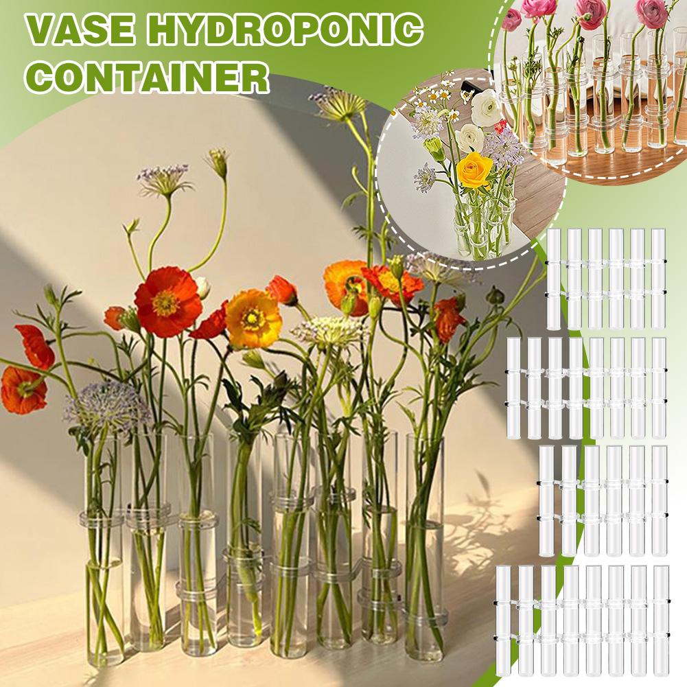 Hinged Flower Vase, Hydroponic Test Tube Vase, Flower Arranging Container,  Plant Display Holder Set, Table Centerpieces Vase With Brush And S Hooks