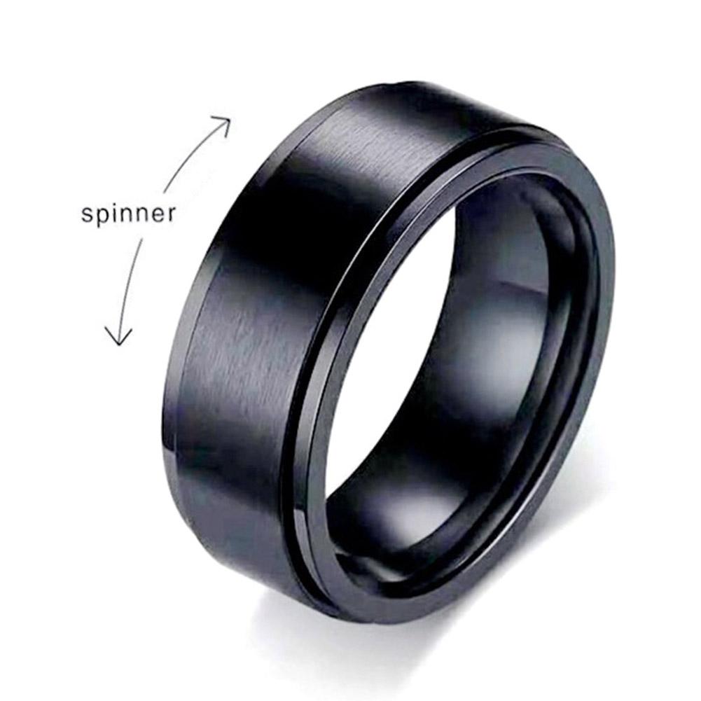 thumbnail image 5 of Ruifaya Spinner antiansiedad Fidget Anillos giratorios Acero inoxidable Negro Hombres y mujeres, 5 of 7