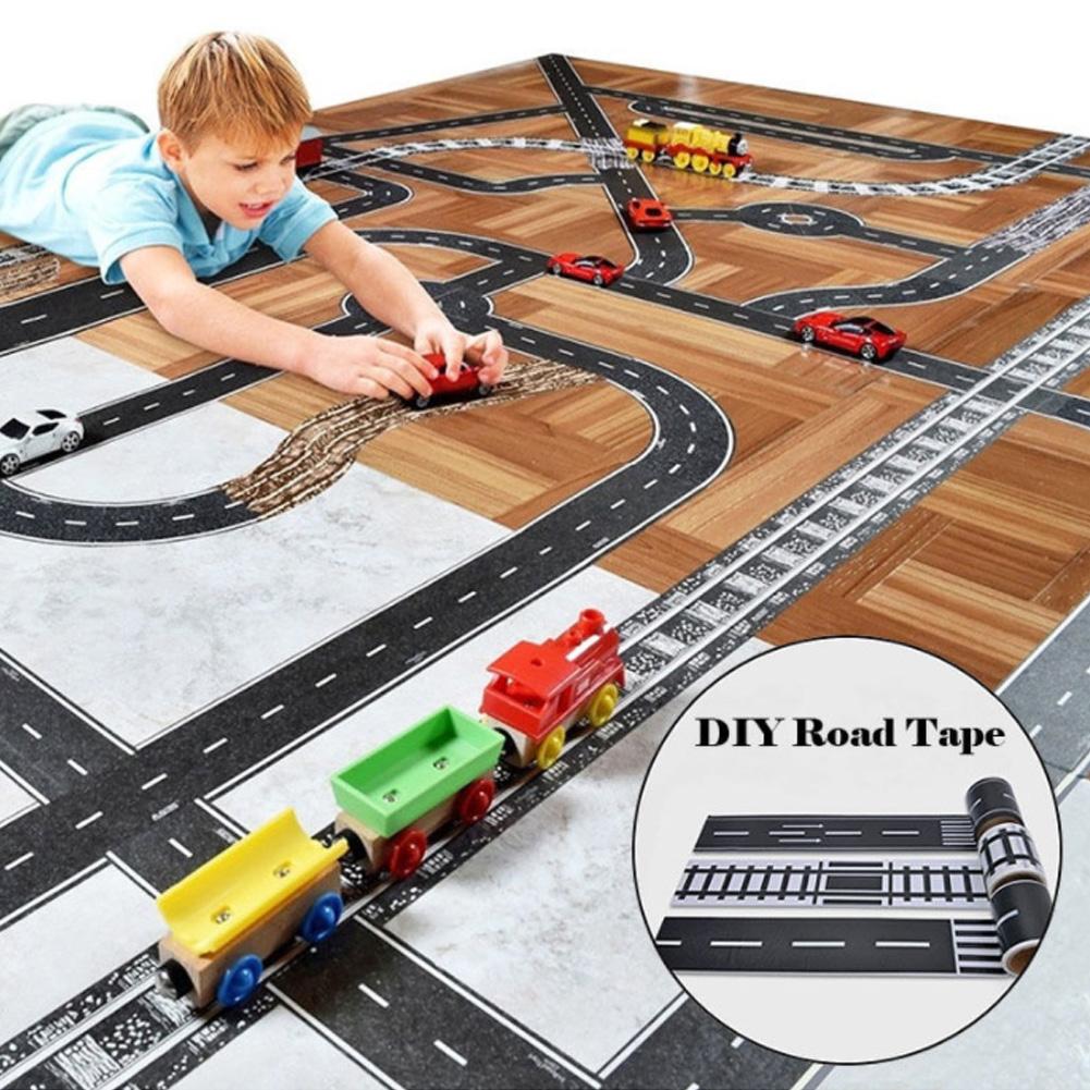 thumbnail image 2 of Wartleves Cinta de carretera para niños, juguete adhesivo para coche, extraíble, para sala de juegos, tren, pista, 2 of 7
