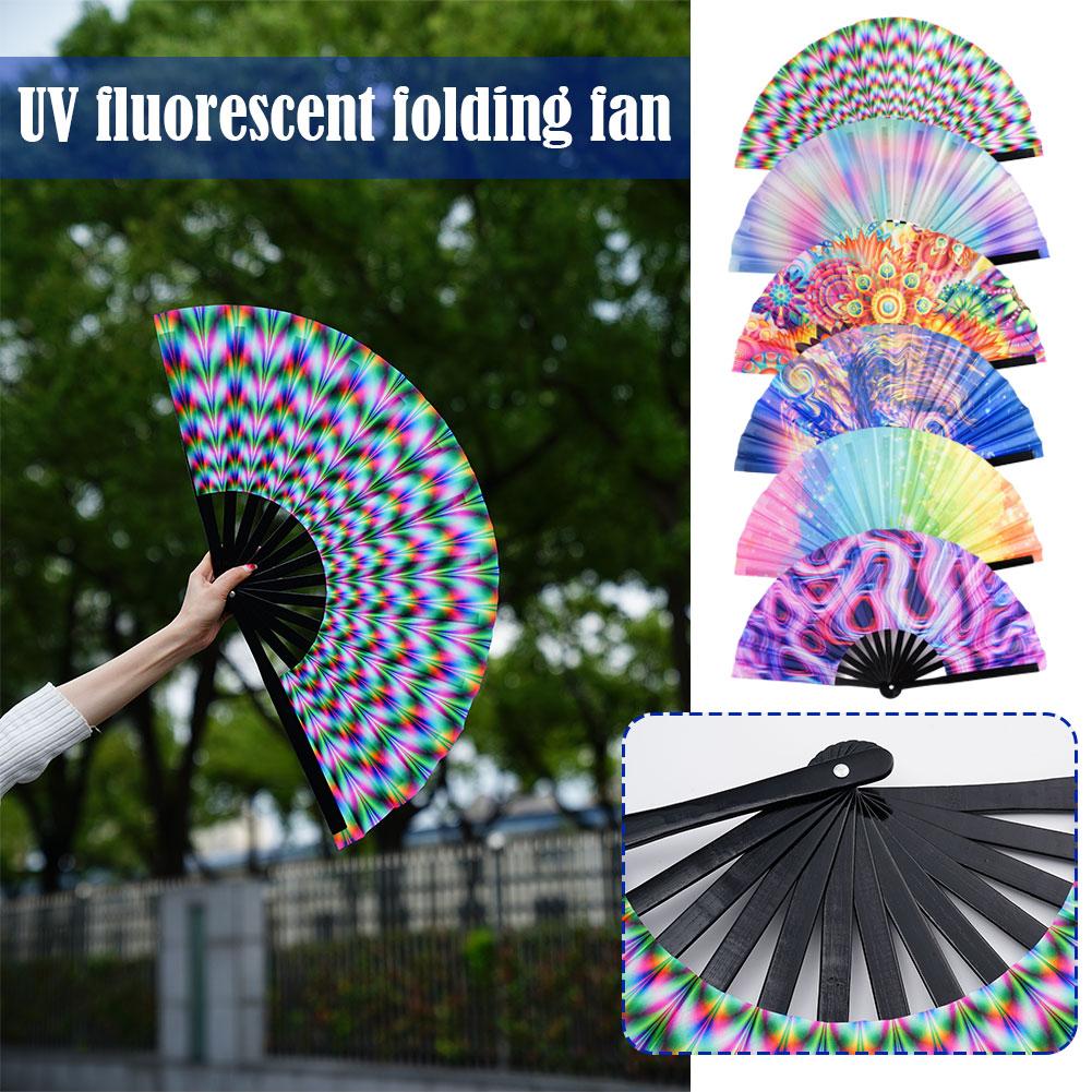 thumbnail image 3 of Ruifaya Abanico de mano plegable con luz led portátil fluorescente-Danza 2024 luz noche -AU., 3 of 7