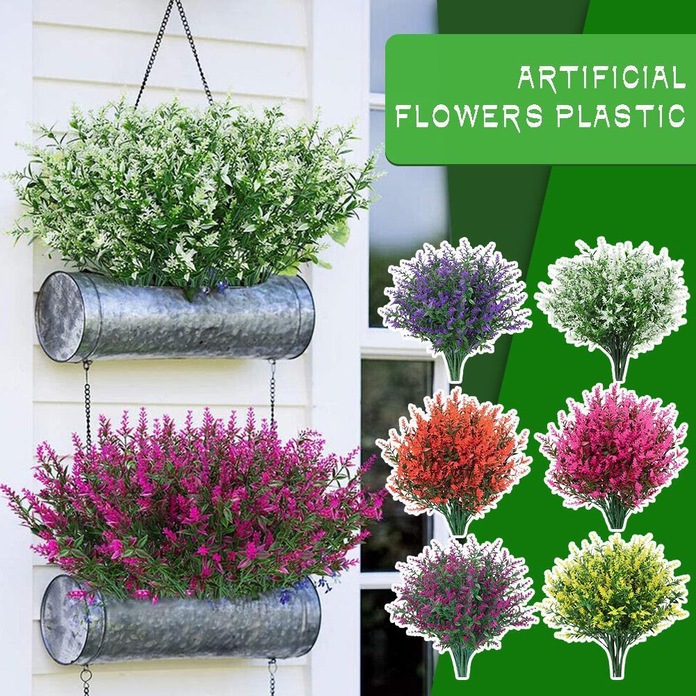 thumbnail image 4 of Wartleves Flores artificiales de plástico, plantas falsas, decoración resistente para el hogar, interior y exterior, 4 of 7