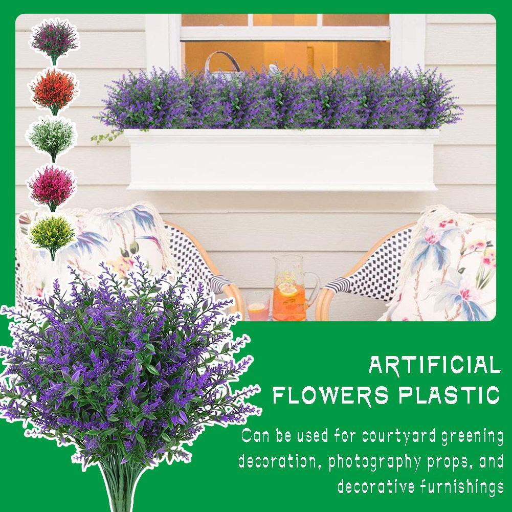 thumbnail image 3 of Wartleves Flores artificiales de plástico, plantas falsas, decoración resistente para el hogar, interior y exterior, 3 of 7