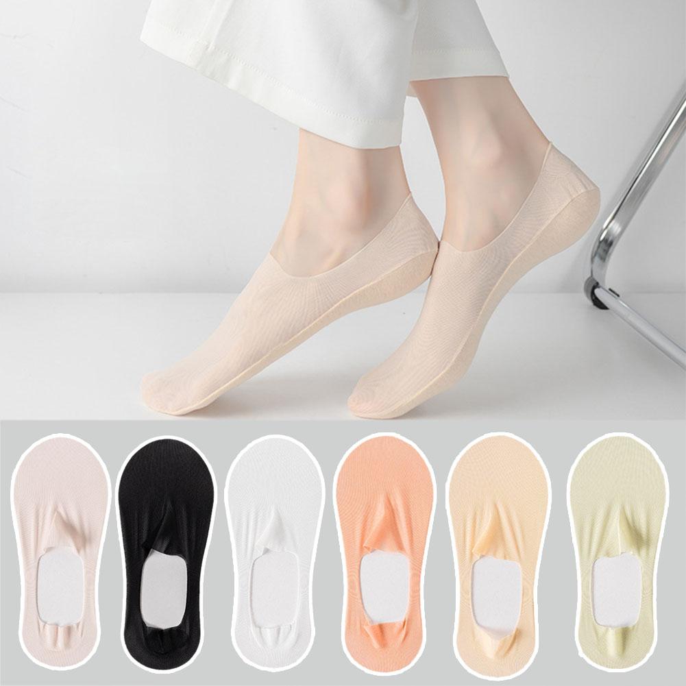 thumbnail image 4 of SGACAI Calcetines invisibles antideslizantes de seda ultradelgados para mujer, estilo mocasín, de corte bajo, hasta el tobillo, 2024, 4 of 7
