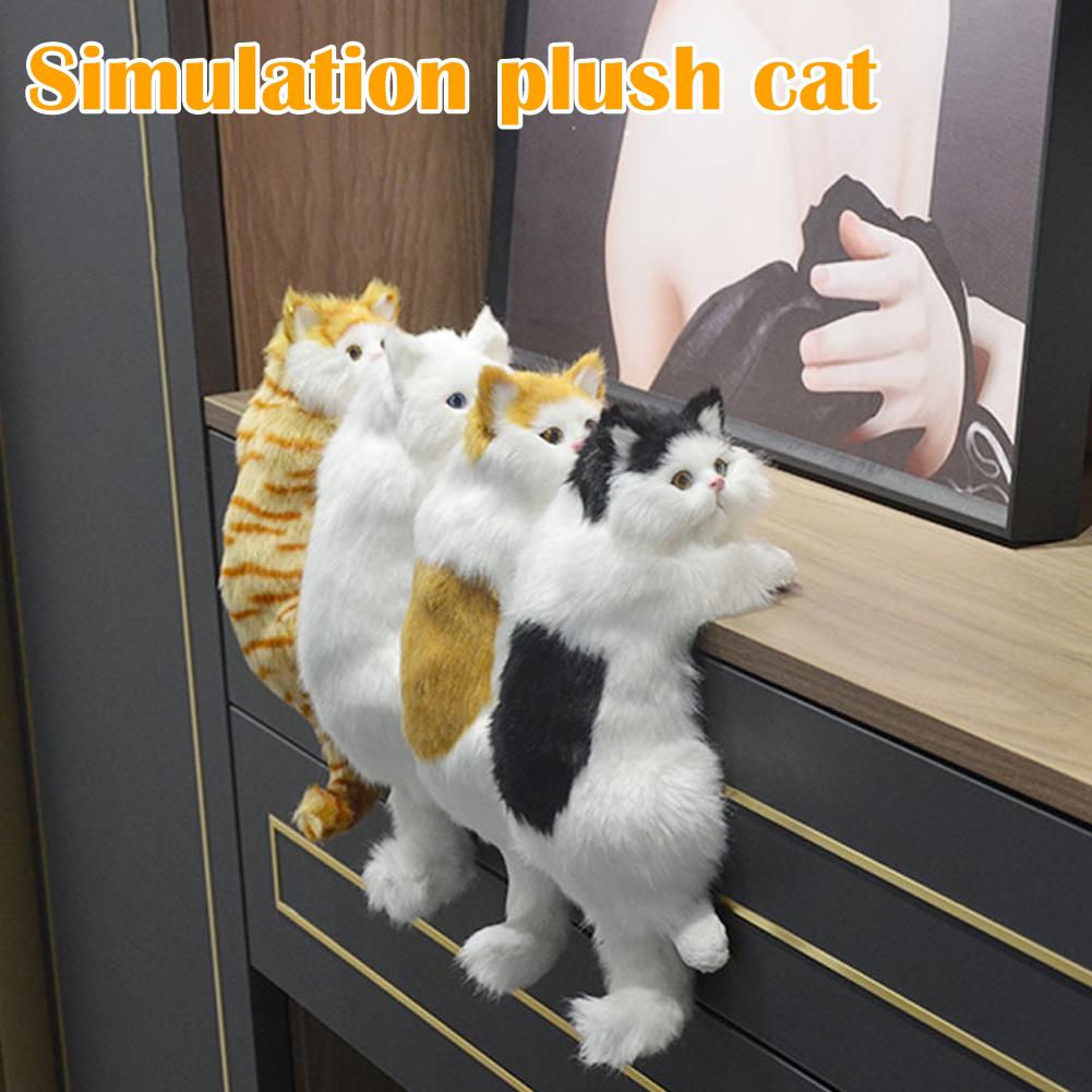 thumbnail image 2 of Wartleves Estatua de gato de peluche de simulación colgante, artesanías, esculturas de gatos para M7J8 :ρ, 2 of 7