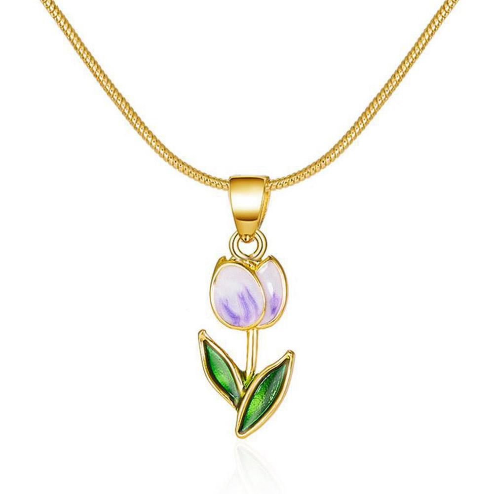 thumbnail image 4 of SGACAI Collar con colgante de flor de tulipán elegante vintage para mujer, 4 of 7