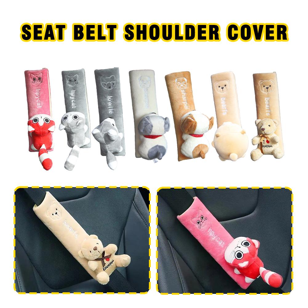 thumbnail image 3 of Wartleves Almohadillas para cinturón de seguridad de coche, bonita almohadilla para el hombro con forma de oso, decoración para el coche, 3 of 7