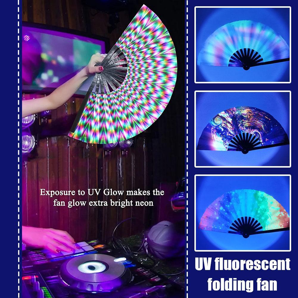 thumbnail image 5 of Ruifaya Abanico de mano plegable con luz led portátil fluorescente-Danza 2024 luz noche -AU., 5 of 7
