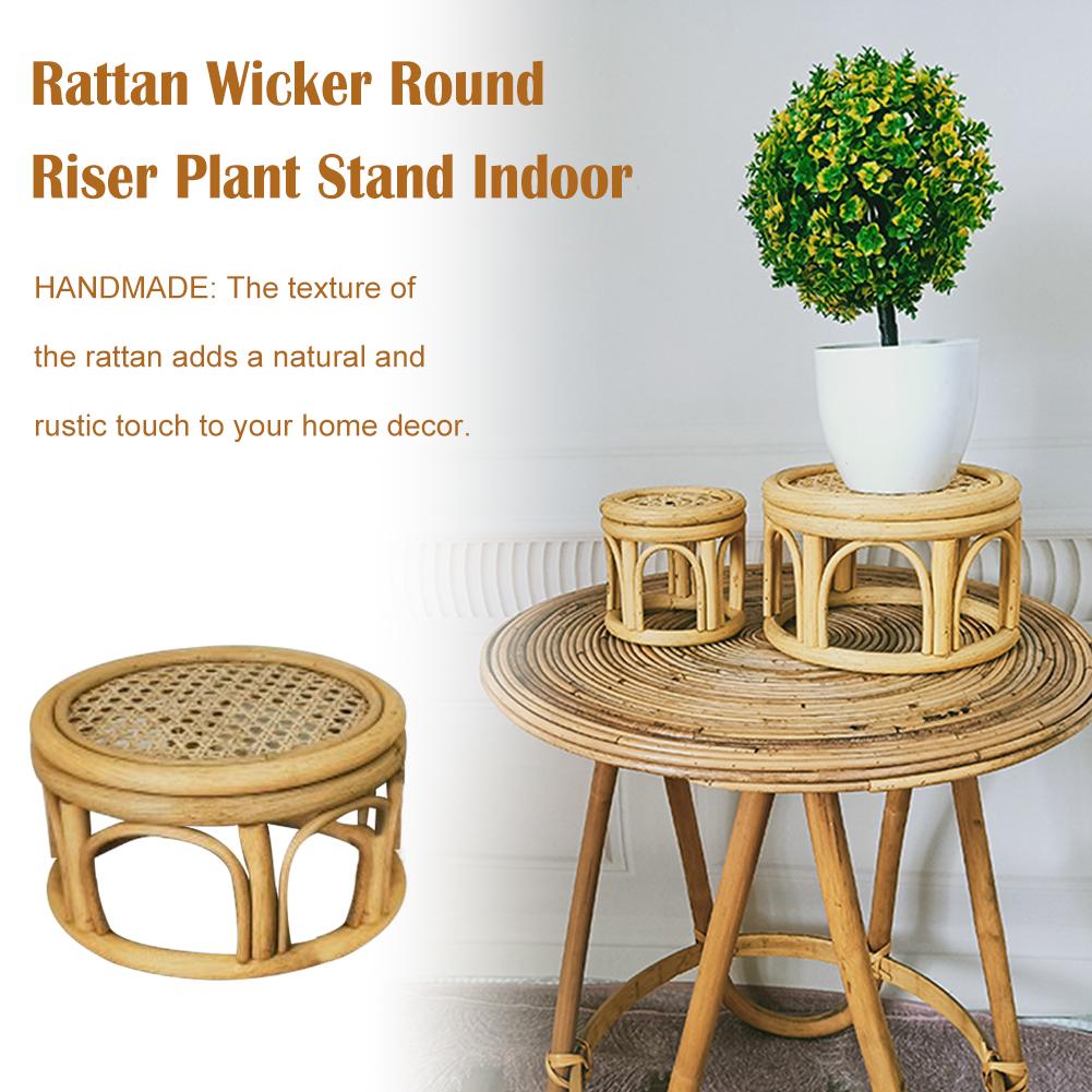 thumbnail image 3 of SGACAI Soporte para plantas de ratán redondo para interiores, rústico, NUEVO J5, NUEVO D3, NUEVO U0, NUEVO F7, 3 of 7