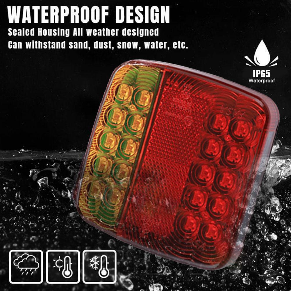 thumbnail interactive-video image 1 of 2x 7-Pin LED Magnetic Wireless Trailer Tail Light Kit – Waterproof IP65 – Amber/Red 1 of 2