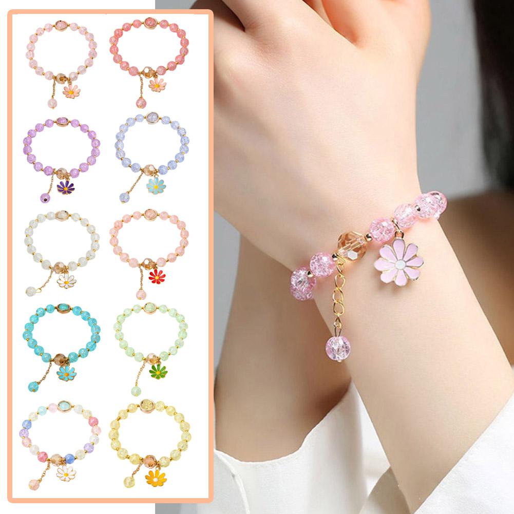 thumbnail image 3 of Wartleves Pulsera de cristal coreana Pulsera de margaritas Cuentas Lindos accesorios de moda para niñasÐσ, 3 of 7