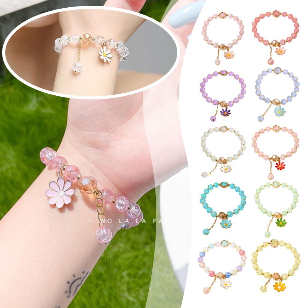 thumbnail image 2 of Wartleves Pulsera de cristal coreana Pulsera de margaritas Cuentas Lindos accesorios de moda para niñasÐσ, 2 of 7