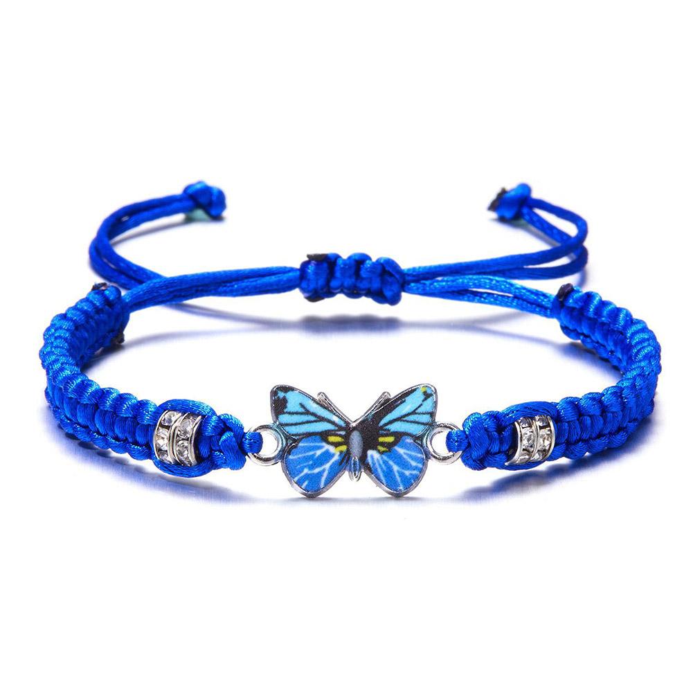 thumbnail image 4 of Wartleves Pulsera de hilo trenzado simple para mujer, mariposa azul, ajustable, regalo para niñas♯, 4 of 7