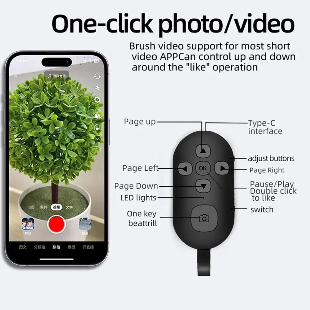thumbnail image 2 of Ruifaya Botón de control remoto inalámbrico Bluetooth para el obturador del sistema Android e iOS, 2 of 7