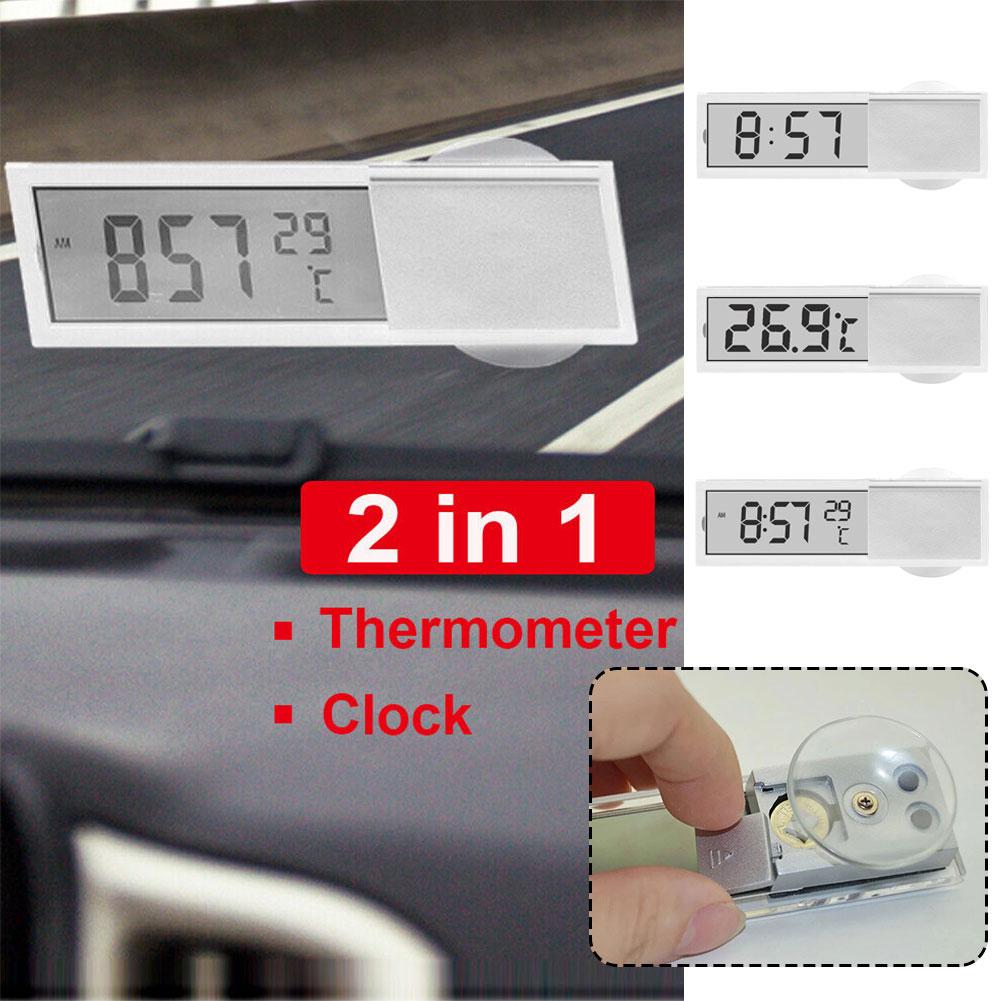 thumbnail image 2 of Wartleves Termómetro digital 2 en 1 con pantalla LCD y ventosa para reloj, 2 of 7