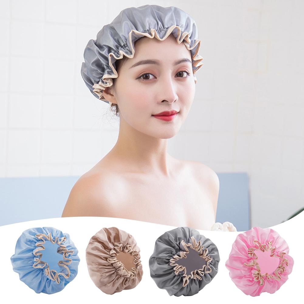 thumbnail image 3 of SGACAI Gorros de baño de ducha impermeables de lujo, unisex, elásticos, reutilizables, protectores., 3 of 7