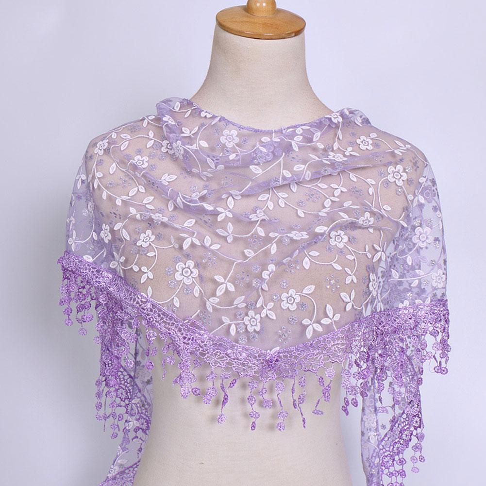thumbnail image 2 of Wartleves Bufanda de encaje floral con forma de triángulo para mujer, perfecta para hijab musulmán M4, 2 of 7