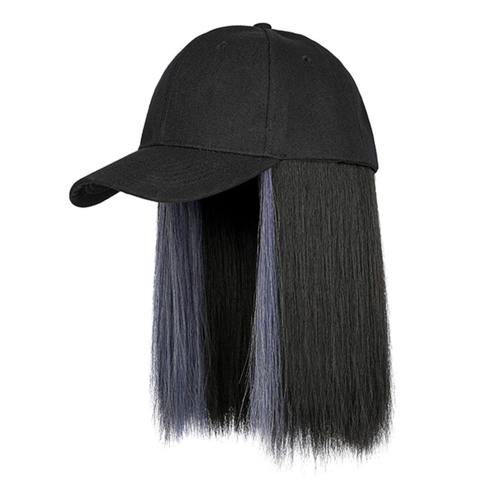thumbnail image 4 of SGACAI Sombrero para el sol, peluca sintética, gorra de béisbol, extensión de cabello, sombrero, peluca, cabello corto y liso., 4 of 7