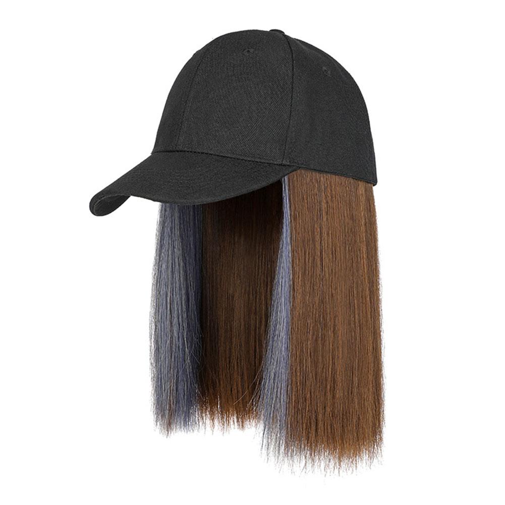 thumbnail image 5 of SGACAI Sombrero para el sol, peluca sintética, gorra de béisbol, extensión de cabello, sombrero, peluca, cabello corto y liso., 5 of 7