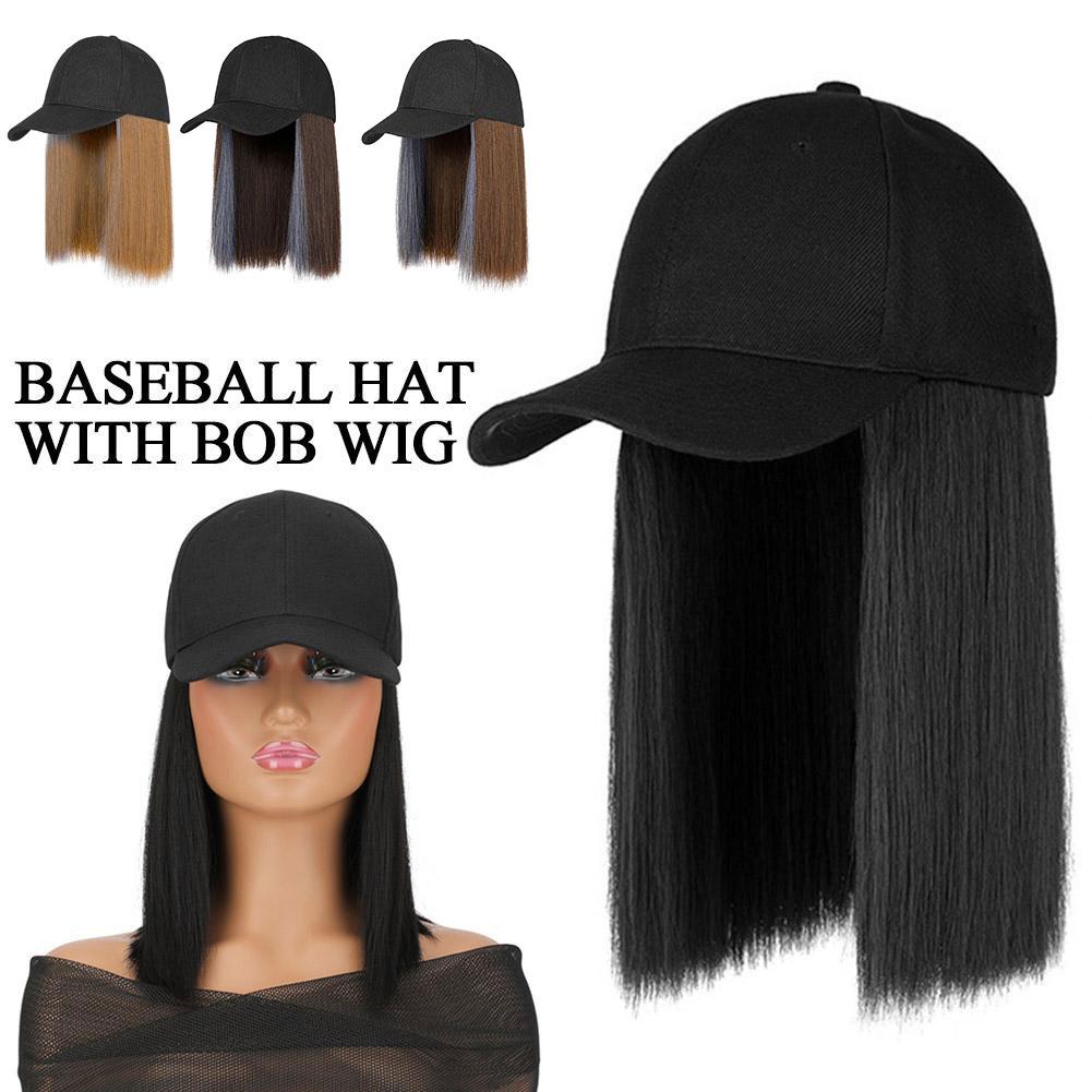 thumbnail image 3 of SGACAI Sombrero para el sol, peluca sintética, gorra de béisbol, extensión de cabello, sombrero, peluca, cabello corto y liso., 3 of 7