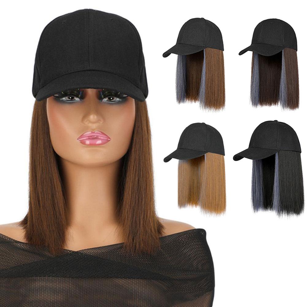 thumbnail image 2 of SGACAI Sombrero para el sol, peluca sintética, gorra de béisbol, extensión de cabello, sombrero, peluca, cabello corto y liso., 2 of 7
