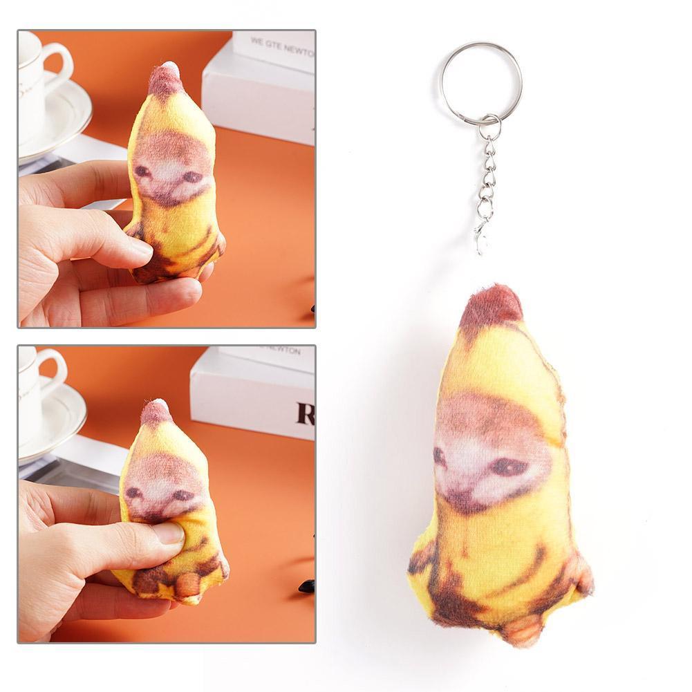 thumbnail image 4 of Ruifaya 2024 Nuevo colgante de peluche de gato plátano Lindo llavero de plátano llorando Divertido colgante D уθ, 4 of 7